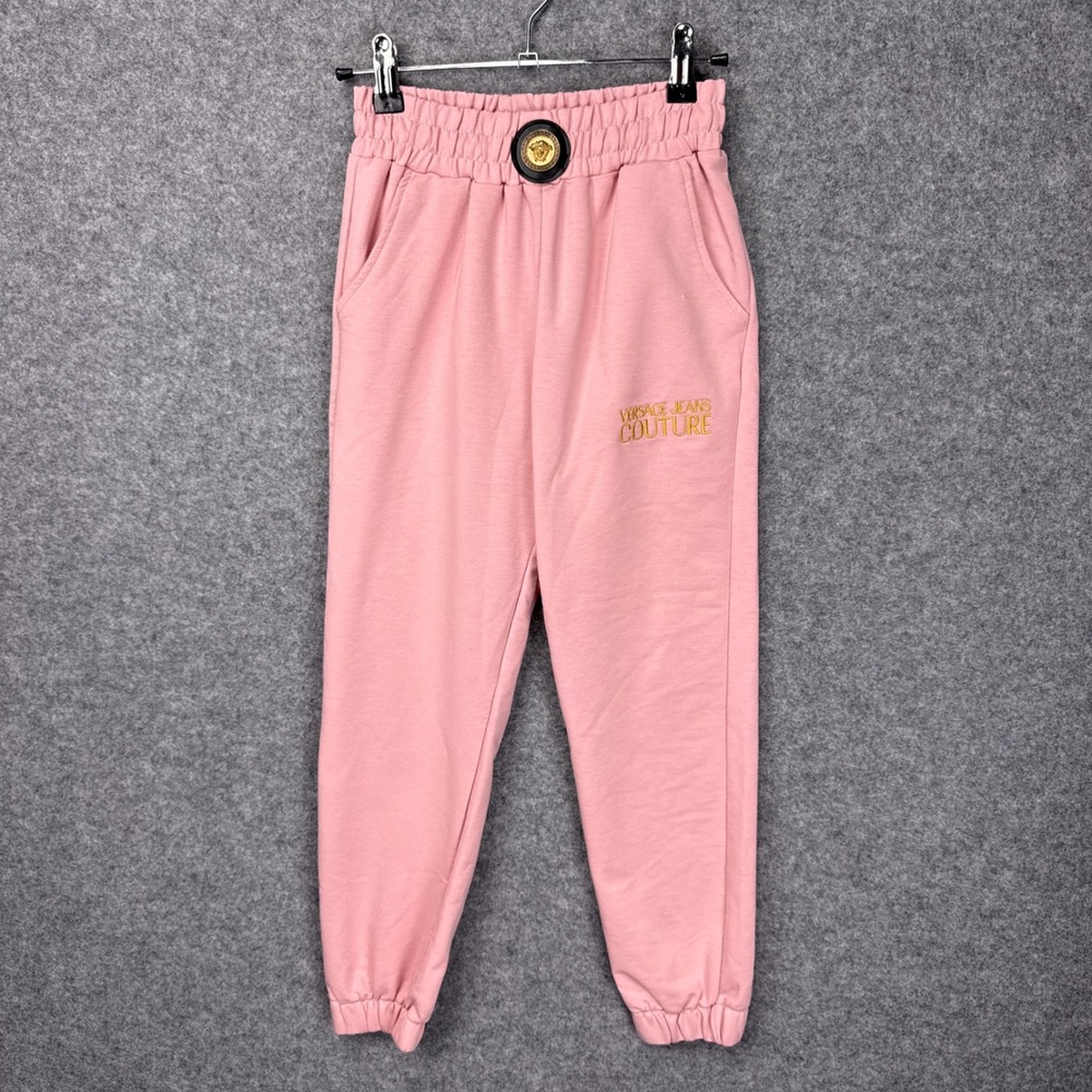 Versace Jeans Couture Joggers Size 128 Pink Cotton Medusa Logo Sweatpants